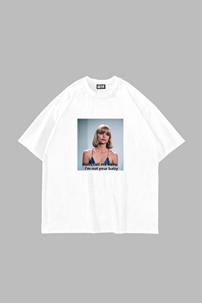 Sekizbiraltı I'm Not Your Baby Printed Oversize Unisex Λευκό Tshirt