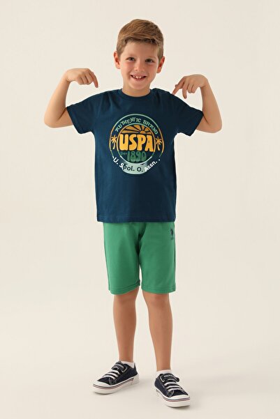U.S. Polo Assn. U.S. Polo Assn Licensed Crew Neck Navy Blue Boy Bermuda Suit