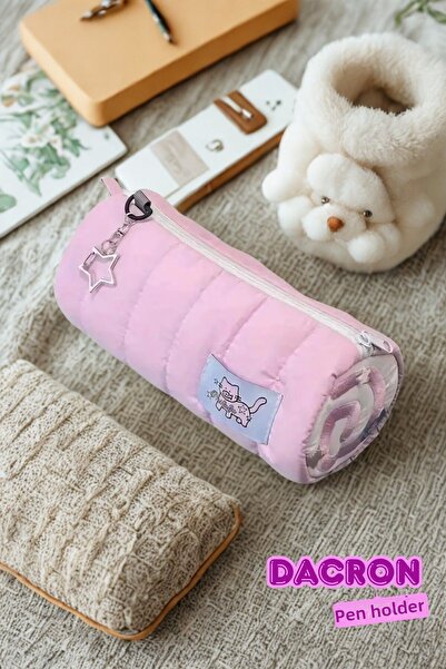 TATA CRAFT Dacron Pink Papetarie Machiaj Organizator Geanta Pink Roll Trend G...