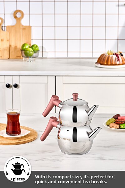 Karaca Set de mini ceainice Freesia Rose - Cu bază de inducție