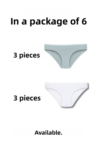 Ramior Γυναικείο Σετ 6 βαμβακερών εσώρουχων - Λευκό & Ανοιχτό Νερό Πράσινο Άνετο Κόψιμο