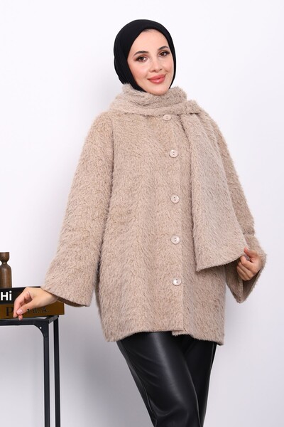 İmajButik Μπουφάν Angora με κουμπιά και λεπτομέρεια από μινκ