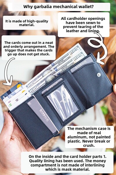 Garbalia Black Card Holder Wallet with Lyons Mechanism