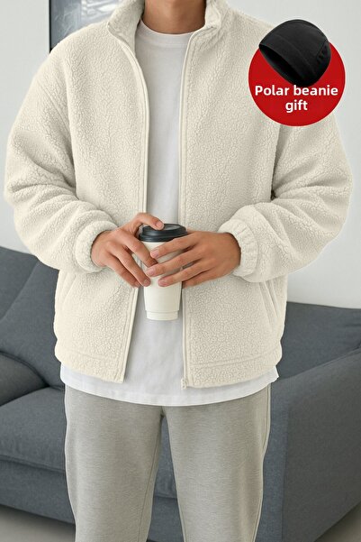 GHASSY CO. Men's Heat Thermal Underwear Outer Sherpa Autumn Winter Full Zip Plush Fleece Sweatshirt