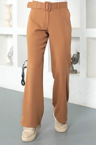 Tesettür Dünyası Belted Wide Leg Trousers Tsd221110 Camel