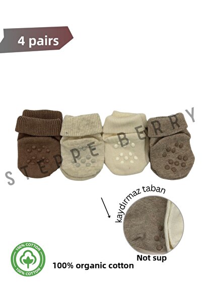 STEPPE BERRY 4-Piece Organic Cotton Newborn Baby Socks