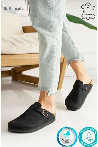 h.t. yıldız ayakkabı & terlik Berlin Unisex Cork Sole Closed Front Buckle Sabo Casual Home Outdoor Slippers