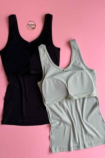 VicTroy Bratique | 4-Piece Bra Sleeveless Camisole Black, White, Powder and Green, Modal Undershirt 66E53