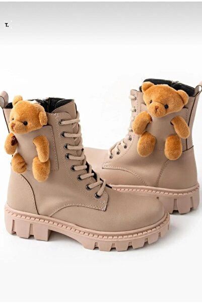 Moda Lime Παιδικές καθημερινές ορθοπεδικές χειμερινές μπότες με ψηλή σόλα, ανθεκτικές στο κρύο και με αρκουδάκι