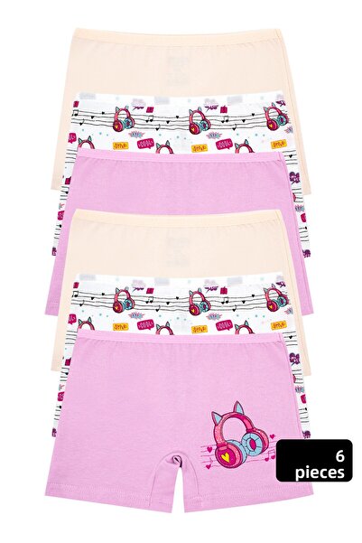 Öts Κοριτσίστικο 6 τεμαχίων πολύχρωμο μπόξερ με στάμπα Lycra