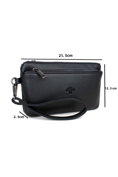 deri,se club Men's Black Color Thin Portfolio Clutch Bag with Bracelet Belt