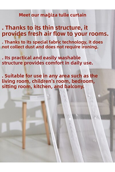 MAGİZA Κουρτίνα από λευκό τούλι - Χωρίς πιέτες, Συσκευασμένο, Σιδέρωμα Extrafor, Σαλόνι και Μπαλκόνι Κουζίνας στο Παιδικό Δωμάτιο