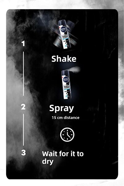 NIVEA Men Black & White Invisible Strong Effect Men's Spray Deodorant 150 ml X3