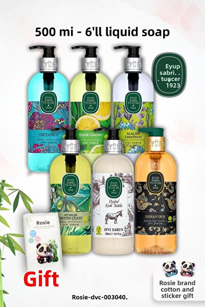 Eyüp Sabri Tuncer Liquid Soap Special Package Eyüp Sabri Tuncer 500 ml 6 Pack and Rosie Gift