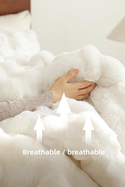 Evlen Home Collection Bedspread Double Size Plush Soft Double-Sided Quilt 3 Pcs Lory Off-White Cream