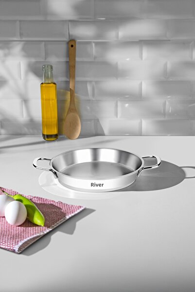 Nehir Silver Steel 3 Piece Italian Omelette Pan Set (16-18-20 cm)