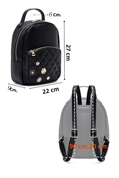 Derimod Γυναικείο Μαύρο Καπιτονέ Σακίδιο Πλάτης με Αξεσουάρ 25ABD2614KP