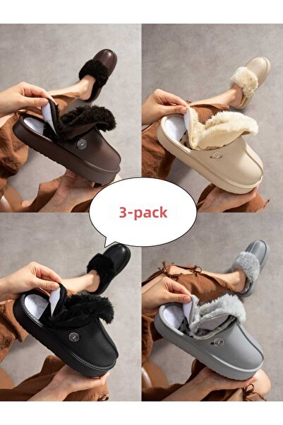 Moda Devrin 3-Piece Pack Removable Velcro Sole Home Balcony Garden Outdoor Slippers Dowry Bundle Set