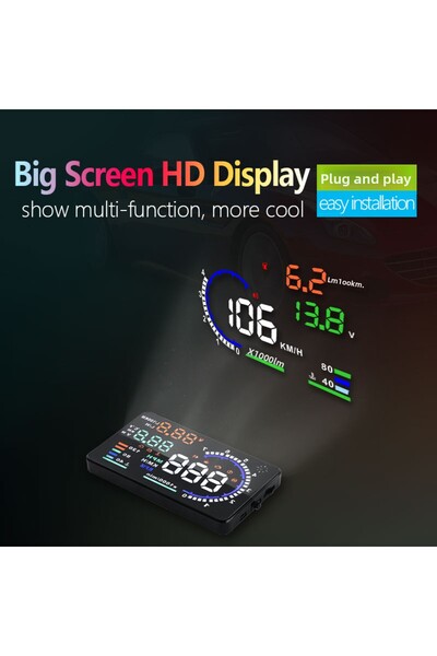 Choice A8 HUD A8 5.5'' OBD2 EOBD HUD Car Head Up Display LED Windshield Projector Speedometer Water Temp RP
