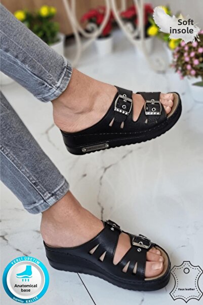 Neon Shoes Γυναικείες καθημερινές παντόφλες Darma με διπλή ταινία πέτρινη πόρπη Ορθοπεδική σόλα Mother Out & Indoor Slippers