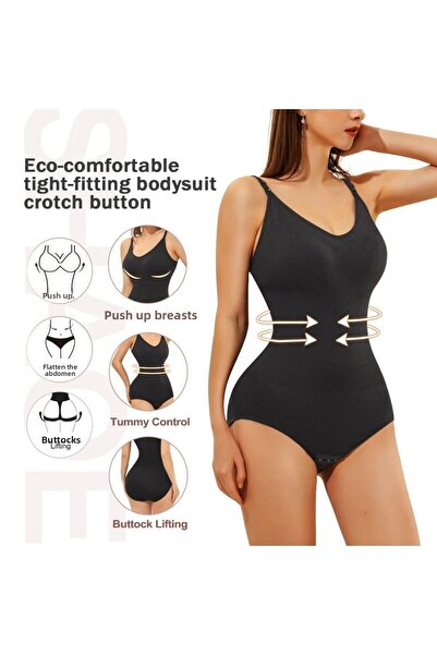 Esbersi Adjustable Strap Bottom Hooked Slimming Regional Gathering Bodysuit Corset