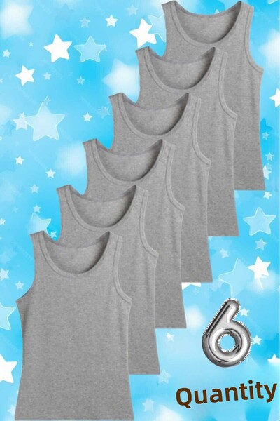Akpınar Çamaşırları Pack of 6 Gray Boys' Combed Cotton Undershirt