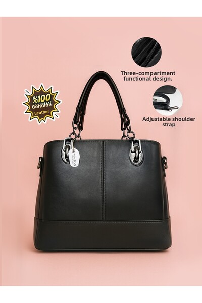 westbag Geantă de mână și de umăr din piele naturală neagră pentru femei cu d...