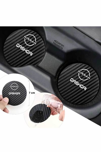 Kocamın Tasarımı Nissan Qashqai Compatible Written Black Carbon Car Coaster Stylish and Sporty for Qashqai with Nissan Logo