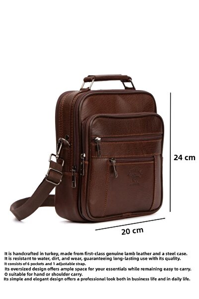 CERFF LEATHER CLUP Ανδρική τσάντα από γνήσιο δέρμα (ΚΑΦΕ)