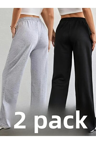 Eşofmania Női bő szárú, csíkos fekete-szürke melegítőnadrág