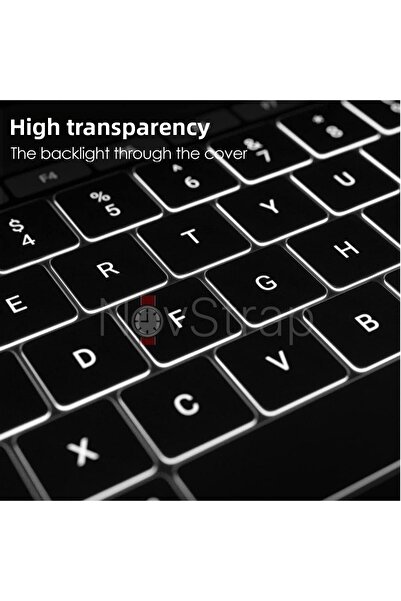 NovStrap Turkish Keyboard Protective Case Compatible with Apple MacBook Pro 14 Inch M4 A3401 A3112 A3185 Transparent