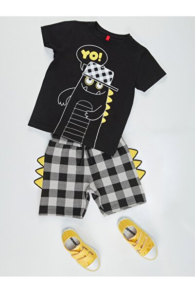 Denokids Set de pantaloni scurți de tricou Yo Dino pentru băieți