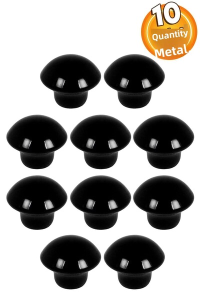 Badem10 Buton ciupercă din metal negru - 10 buc. Uși dulapuri sertare pentru mobilier de bucătărie