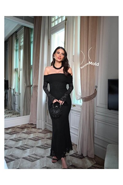 ESRAHELVACI فستان بياقة مادونا مبطن