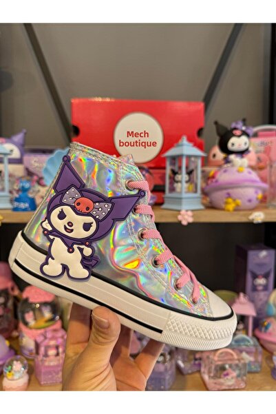 MECH BUTİK Pantofi sport cu talpă anti-alunecare cu fermoar cu hologramă din cauciuc Kuromi