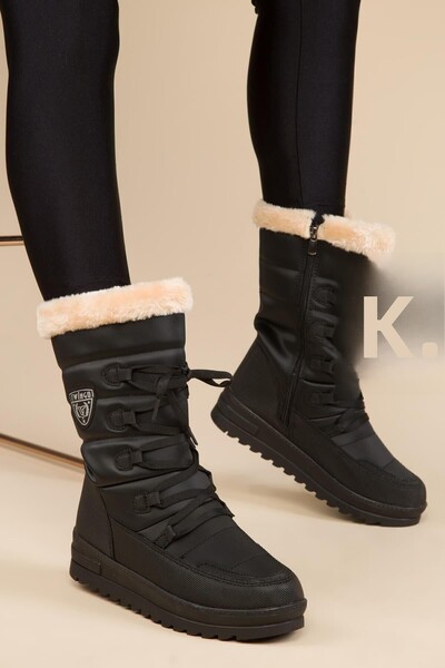 Twingo Γυναικείες μαύρες θερμομάλλινες μπότες χιονιού