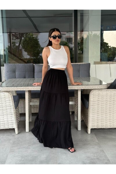 ENDAMIM Egyszínű viszkóz réteges szoknya