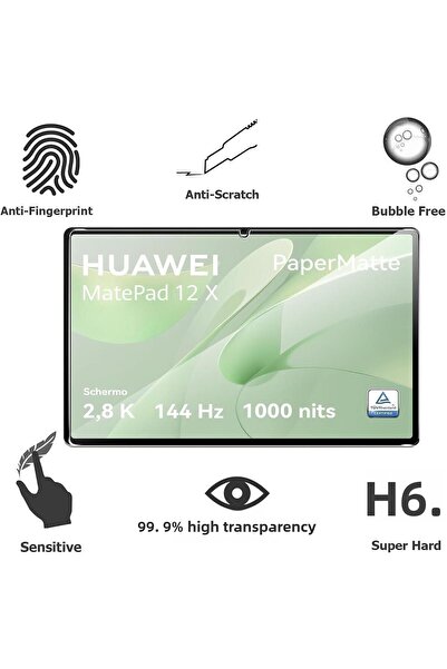 Ecr Mobile متوافق مع Huawei Matepad 12X 2024 12 بوصة ورقي مثل (ملمس ورقي) واقي شاشة نانو غير لامع 9H