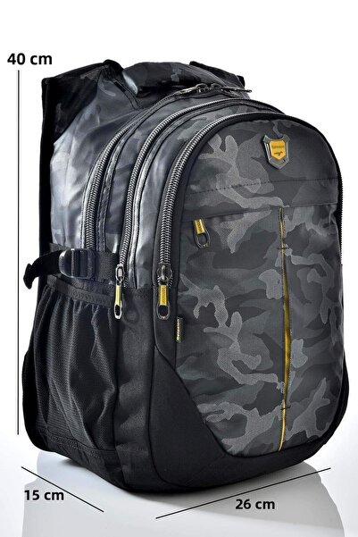 Relaxion 2235 Gray Camouflage Patterned School Backpack