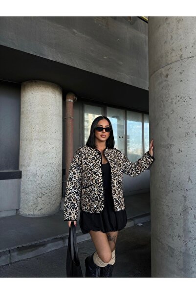 CELITA Дамско сако с копчета и леопардов принт