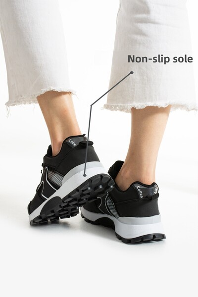 Devida Black-White Comfortable Sole Waterproof Sneakers