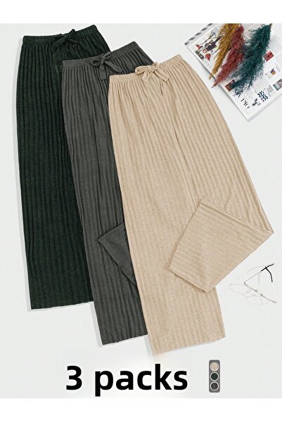 Asel 3-Piece Women's Lycra Comfortable Pants & Sweatpants, Casual Comfortable Home Wear Pajamas