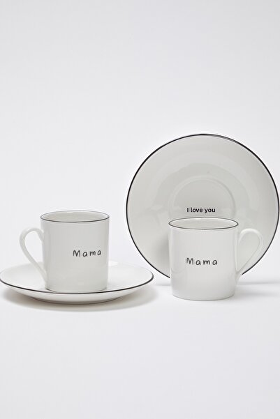TRENDYOLMİLLA HOME Set de cu imprimeu cești de cafea din porțelan „Mama I Love You” 90 ccTPHSS25KFC00005
