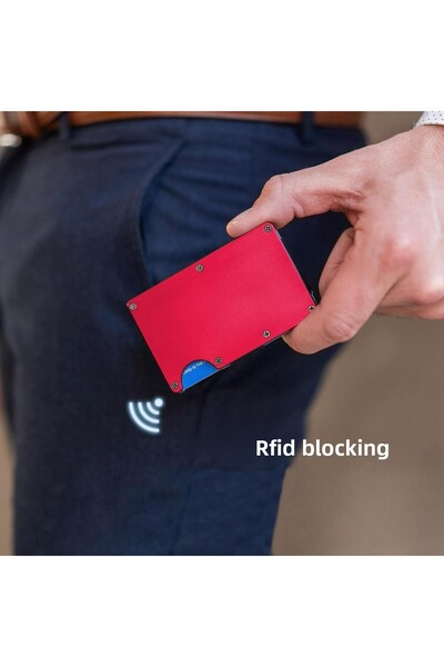 valkyrie Rfid Protected Aluminum Metal 20 Card Capacity Slim Lightweight Secure Card Holder Red