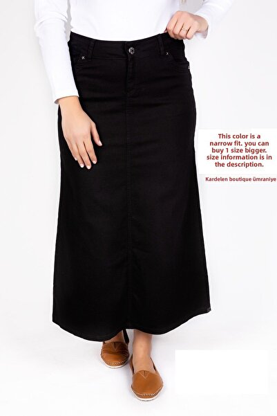 Kardelen Butik Ümraniye Black Plus Size Denim Skirt