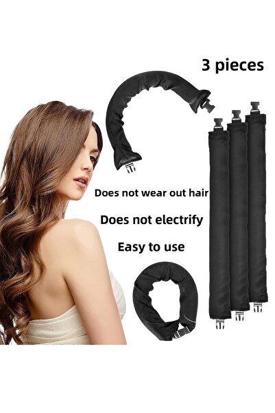 Deko Dekor تصفيف الشعر من الساتان الأسود - بكرة الشعر والصلصة بدون حرارة