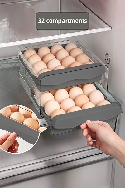 Chavin 32 Compartment Plastic Egg Holder Fridge Organizer Egg Storage Drawer