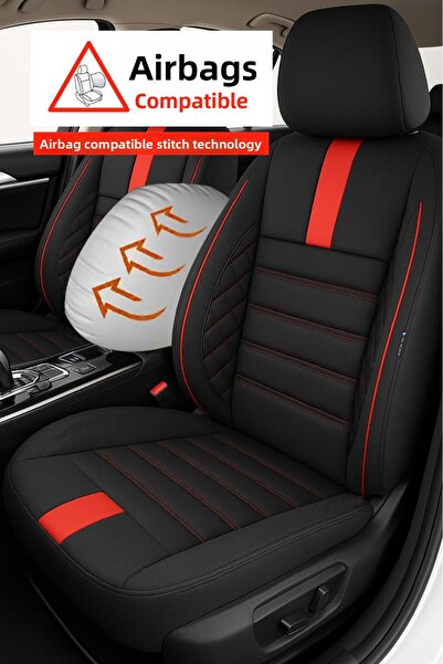 GM-DESIGN Onyx Red Thai Feather Universal Commercial Car Seat Cover (Doblo-Caddy-Berli̇ngo-Dokker-Couri̇er)