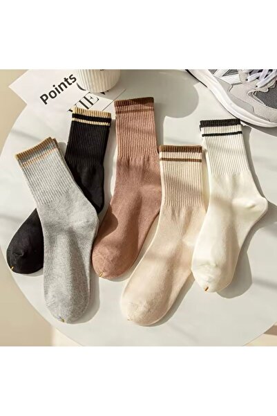 Çorap Kurdu Σετ 5 Unisex Χειμερινές χοντρές πετσέτες κολεγιακές κάλτσες