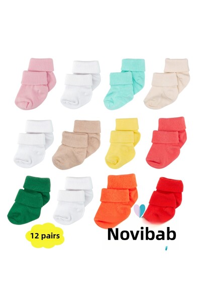 Novibaby 12 Pack Bamboo Newborn Baby Socks I Mix Girl I Girl Boy Baby Socks